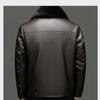 Leather Jacket, Men's Fur Integrated Jacket, Winter Plush Thickening, Middle-aged Detachable Fur Collar, Father's Men's Lapel Jacket