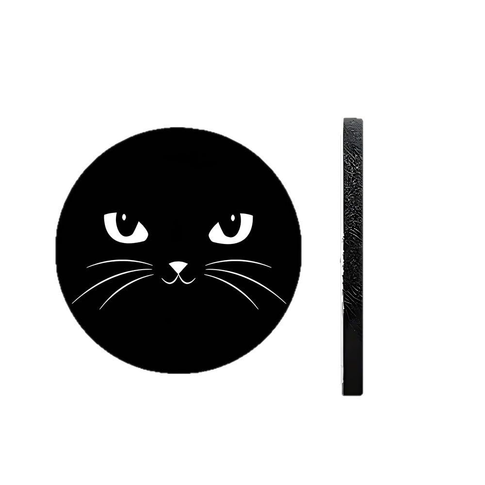 Cat design coasters for car cup set of 7cm soft rubber non-slip holders, 2, diameter, material, black.