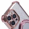 For iPhone 12 Pro Max Case Round Mirror Anti-drop TPU Glitter Phone Cover with Kickstand
