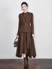 Elegant Waist-Cinched V-Neck Vest + Skirt Two-Piece Set for Women - Autumn/Winter New Arrival