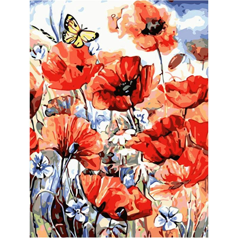 

DIY Алмазная картина Красные цветы Набор для вышивки крестом Мозаичное искусство Алмазная картина Полный круг Алмазное украшение для дома Round 20x30cm