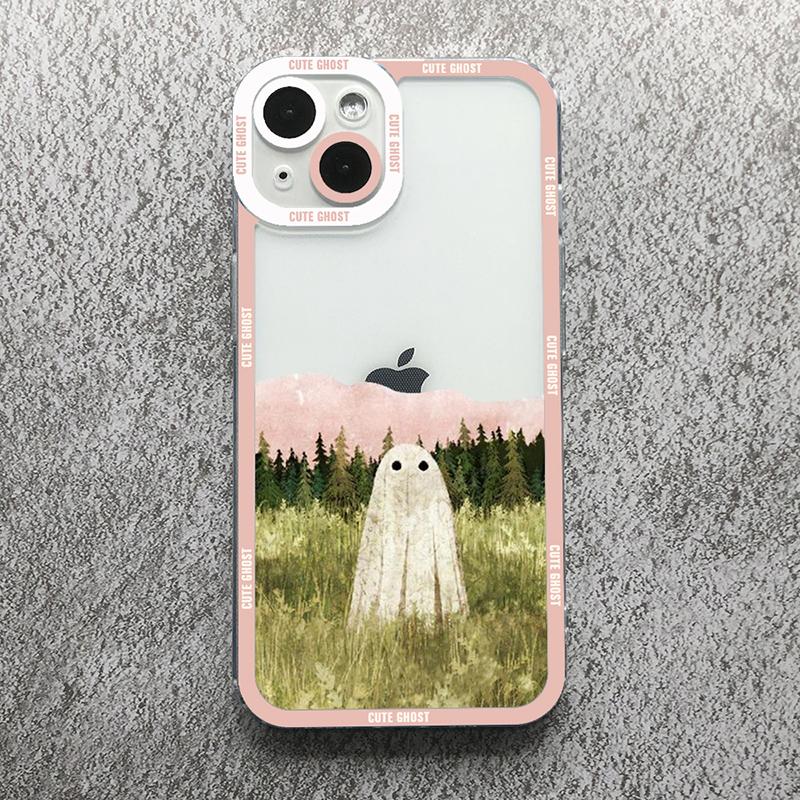 Roztomilý kreslený duch pouzdro na telefon pro Xiaomi Mi 13 12 11 Lite 14 13T 12T 12X 12 Poco F5 X5 X3 Pro Průhledný nárazuvzdorný měkký kryt