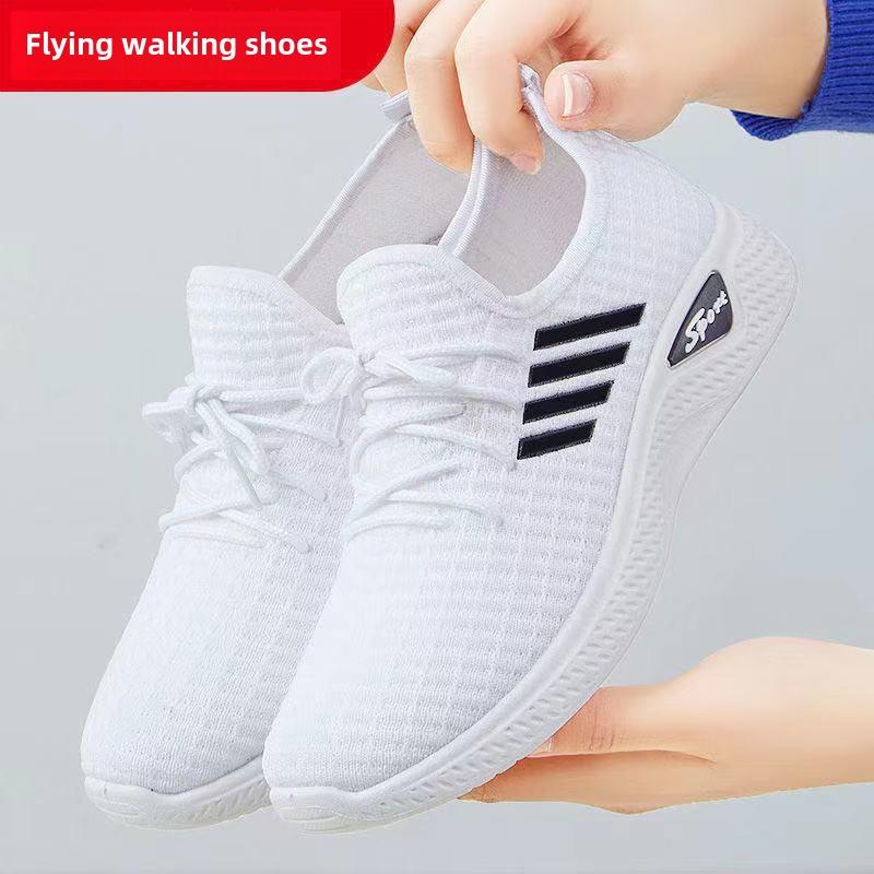 Coconut Women's Shoes Breathable Running Walking Fly Weaving Shoes Women's Spring Summer Casual Sports Single Shoes