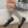 Ladies' Sweet and Versatile Spring and Summer Tied Bow Solid Color Calf Puffy Socks