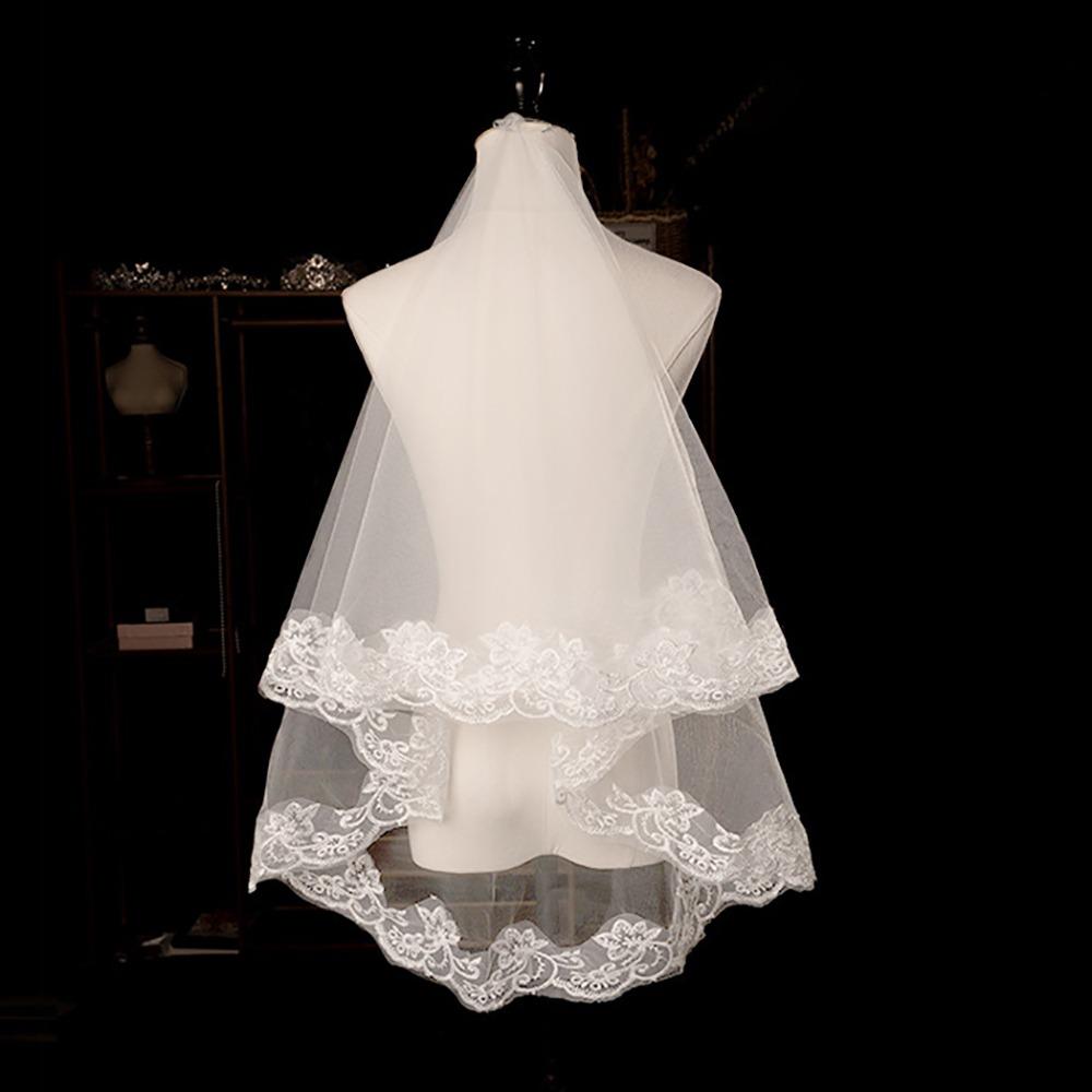 

Lace Embroidery Edge Bridal Veil White Ivory Wedding Veil New Women s Tulle White 150cm
