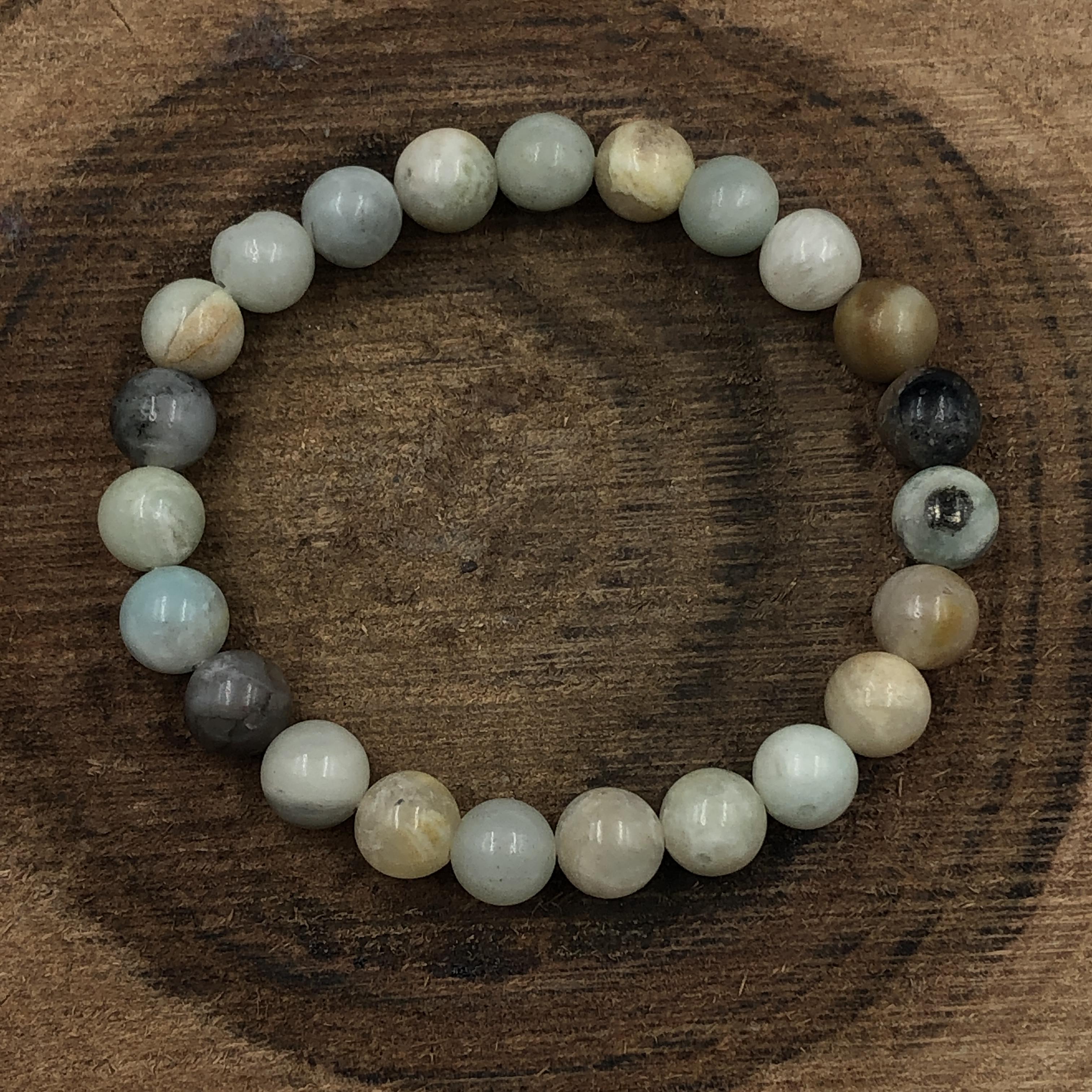 8 мм Натуральный Мульти Амазонит Камень Ручной Работы Бусины Украшение Браслет на Резинке на Удачу 7.5  Для Подарка на Годовщину RBB-28