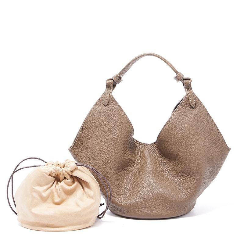 Bucket Bag Niche Genuine Leather Large-capacity High-end Handbag Fashionable Vegetable Basket Bag