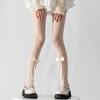 Women Japanese Ballet Sheer Mesh Pantyhose Stockings Crisscross Pattern Cute Ribbon Bowknot Fishnet Tights Leggings