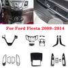 Pour Ford Fiesta 2009-2013 Fibre de Carbone Panneau de Levier de Vitesse Poignée de Porte Cuillère Volant Bouton Multimédia Autocollant de Garniture