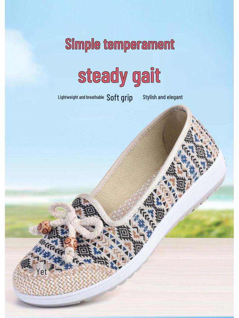 Spring-Autumn Women's Breathable Lightweight Low-Cut Non-Slip Flat Shoes for Middle-Aged & Elderly