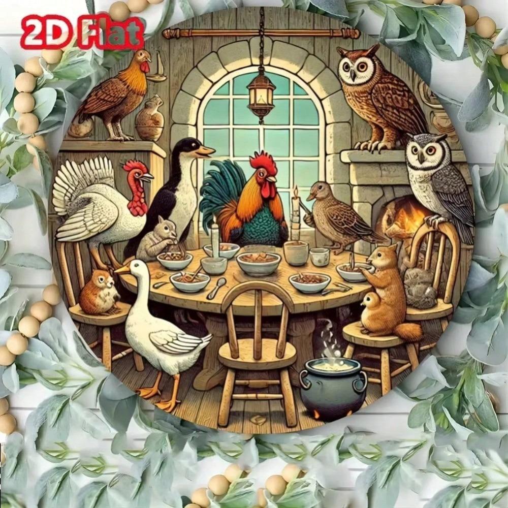 Vintage Farmhouse Metal Wall Art Goose Rooster Sign Home Cafe Decor