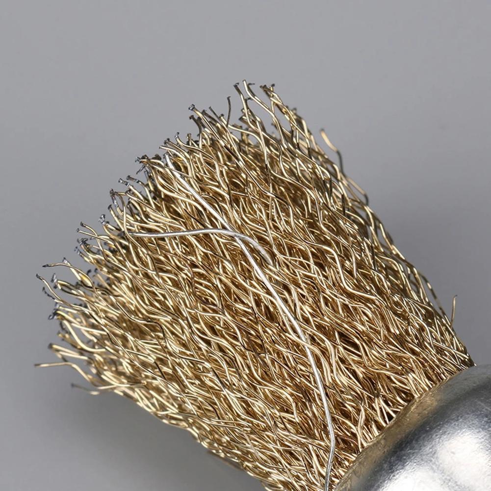 5Pcs Brass Wire Wheel Brush 10 12 16 25 30mm Copper Polishing Cleaning Brush For Drill Metal Rust Removal Rotary Tools