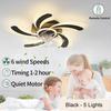 Nordic Flower Shape Black White Ceiling Fan Light LED Ceiling Lamp Remote Control Bedroom Silent Electric Fan Lamp Ventilators