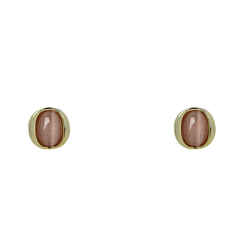 Maillard Retro Cat's Eye S925 Silver Stud Earrings - Versatile Hong Kong Style Luxury for Women