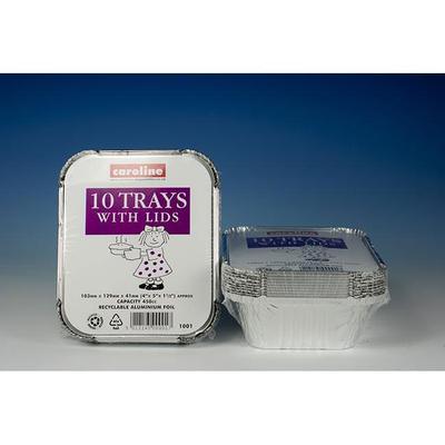 Aluminiumschalen & Deckel 16oz / 103 x 129 x 41mm 10er-Pack 1001