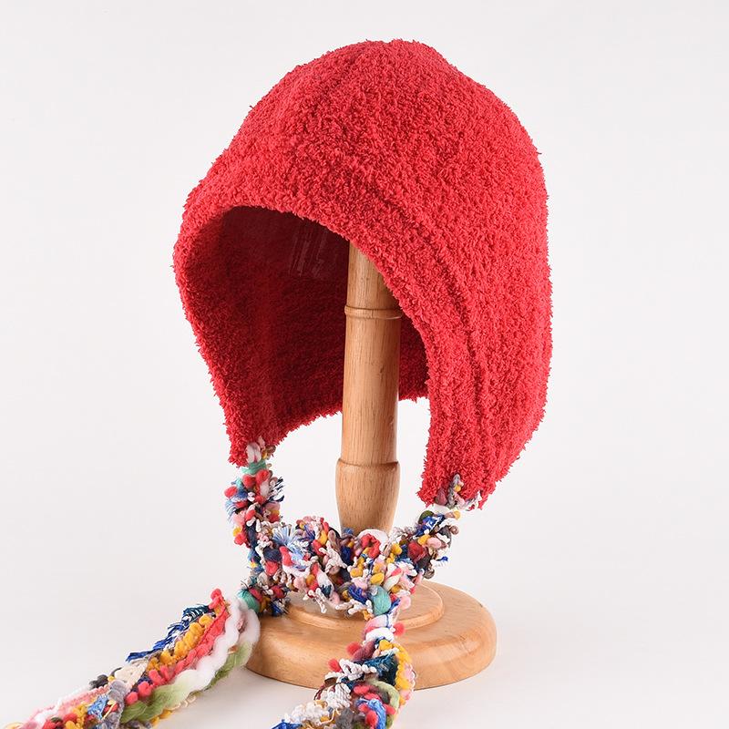 Mütze Damen Winter Warm Ohrenschutz Gestrickte Überziehmütze Sturmhaube Hut Band Doppelnutzung Plüsch Blitzmütze