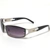 [FashionBerry] 2. Silver x Brown Half Sunglasses, Fashion Glasses for Men, A Little Bad Boy, Intimidating, Colored Lenses, UV Protection, Bold,