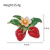 Exquisite Strawberry Brooch: Enamel and Rhinestone Fruit Pin Accessory