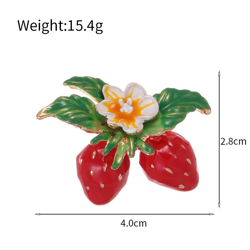 Exquisite Strawberry Brooch: Enamel and Rhinestone Fruit Pin Accessory