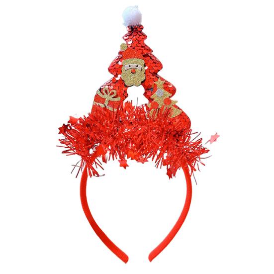 Christmas Bowknot Headband Kids Adults Cosplay Costume Party Decoration Red Green Sequined Xmas Headwear Photography Props