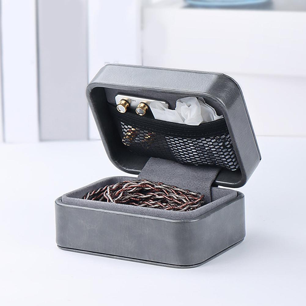 Earphones Bag Case Automatic Magnetic Closure Earphone Carrying Case Holder PU Leather for Wired Earbuds USB Cable Wall Charger