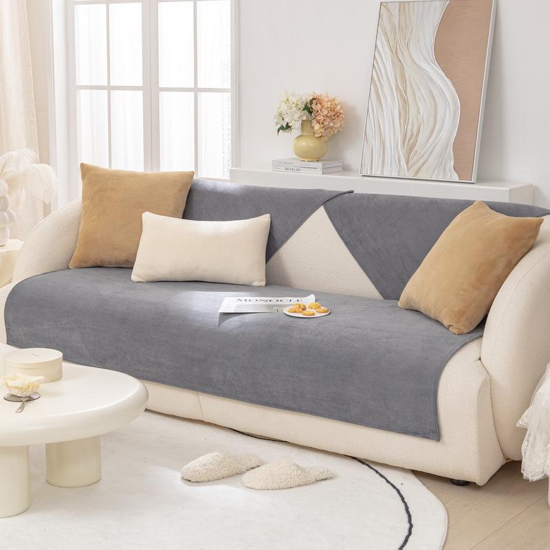 Dickes, rutschfestes Sofatuch, weicher, gesteppter Sofabezug aus Plüschsamt, einfarbig, kurzer Sofabezug aus Plüsch für das Wohnzimmer