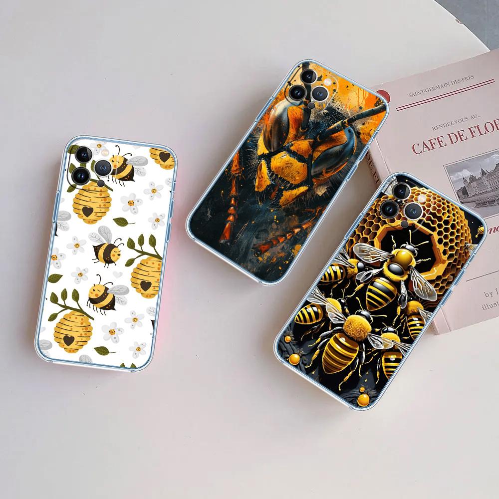 QT8 Art Bees Cartoon Phone Case for Motorola Moto G14 G31 G32 G34 G73 G71 G72 G24 G84 G85 G62 E32 E22S G7 E7 Play Plus Power