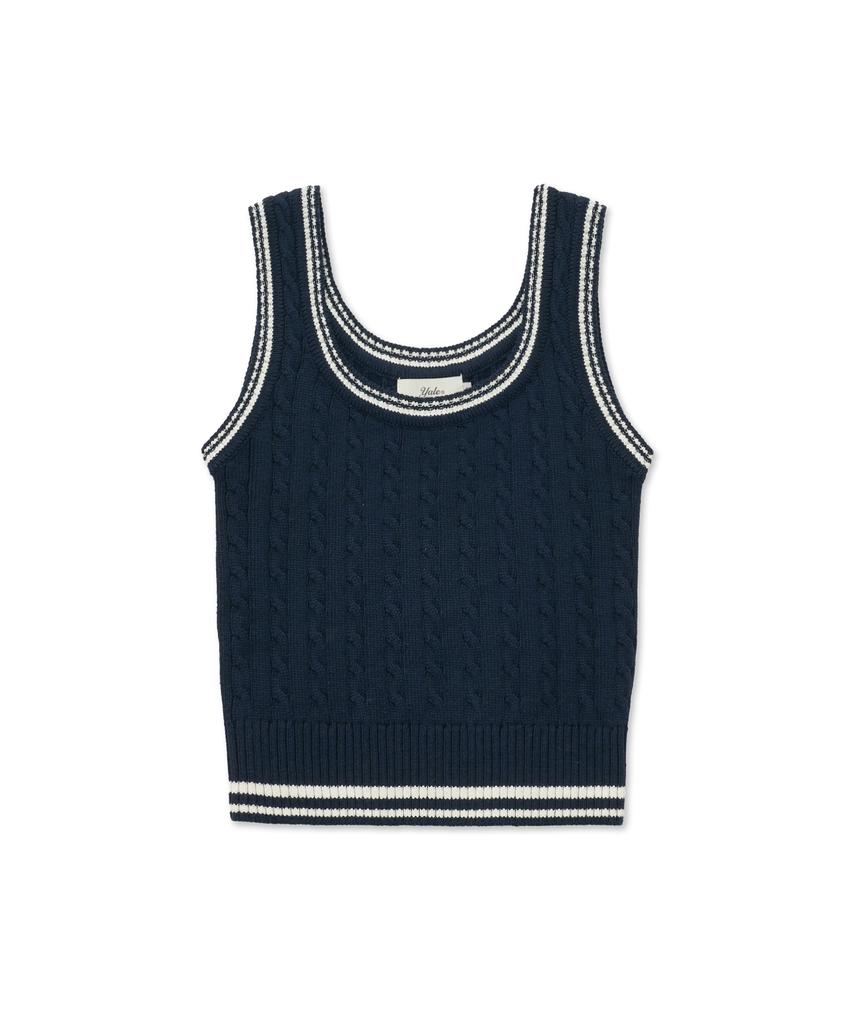 YALE Cable Knit Sleeveless_Navy