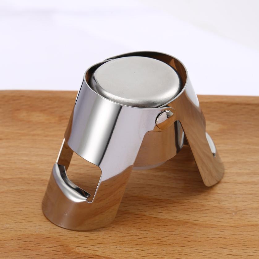 1 Pcs Champagne Bottle Stopper Stainless Steel Vacuum Sealed Sparkling Champagne Wine Beer Bottle Cork Plug Bar Tool