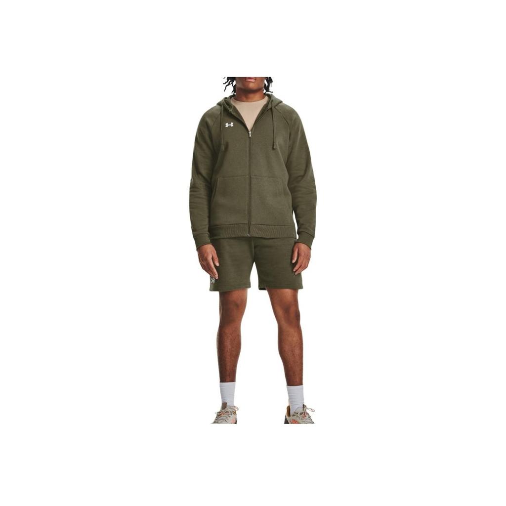 Under Armour Rival Fleece Full-Zip Hoodie Logo Print Men Hoodies Military-Green 1379767-390