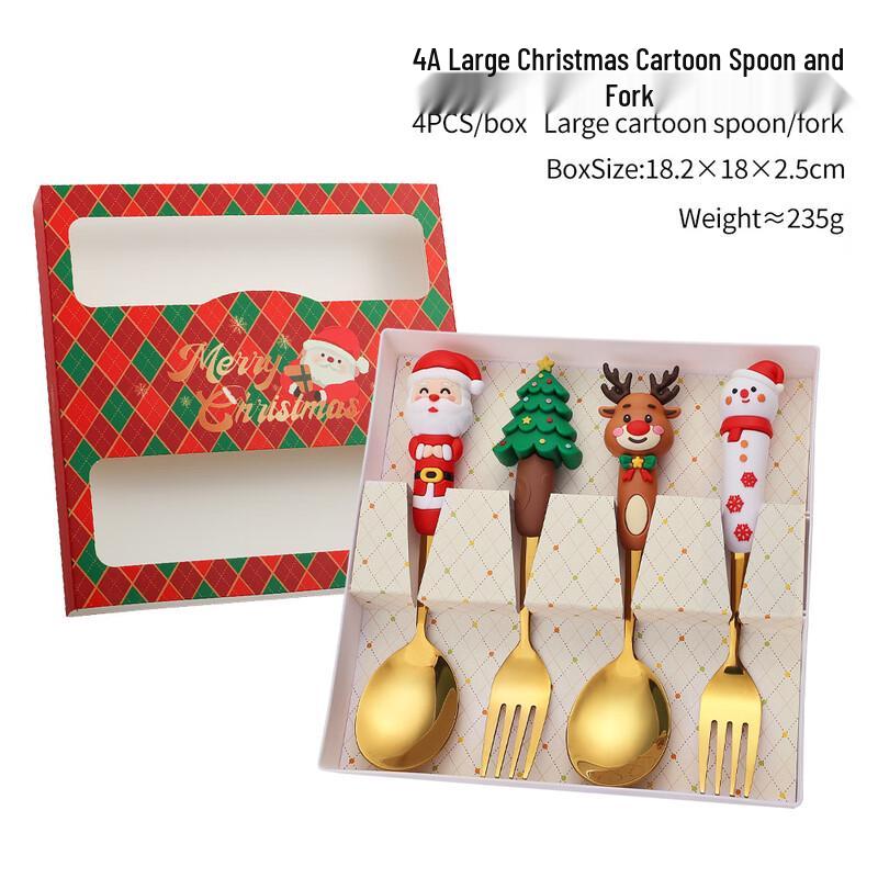 WA Christmas Kids Stainless Steel Cutlery Gift Set Four-Piece Set