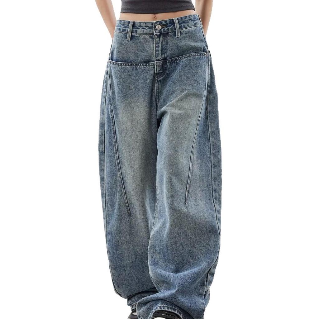 Damen Jeans mit hohem Bund, Retro Blau, Weites Bein, Herbst/Winter 2025, Entspannter Gerader Schnitt