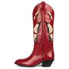 Fashion 2025 Brand New Big Size 43 Red Butterfly Cowboy Boots for Women Black Vintage Slip On Cowgirls Knee High Boots Shoes