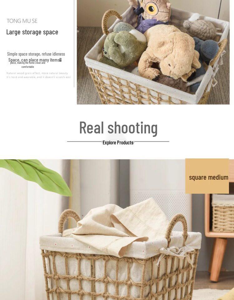 Large Capacity Woven Rattan Laundry Basket & Toy Organizer for Home, Bathroom, & Clothes Storage