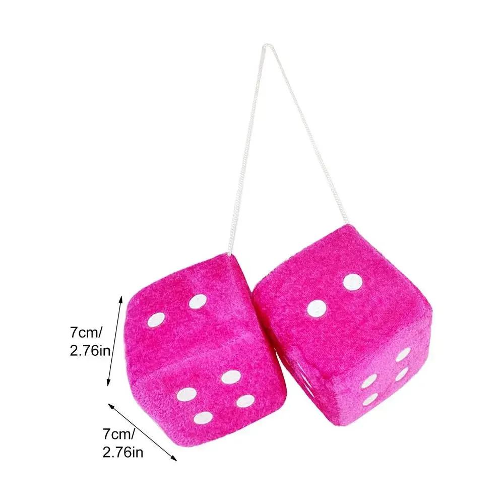 Car Rear View Mirror Dice Hanger Pendant Auto Plush Dice Ornaments Suction Cup Dice Decoration Key Chains For Car Interior