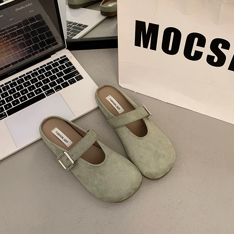 French Bag Head Half Slippers Women Wear 2025 New Spring and Summer Fairy Style with Skirt Soft Bottom Out Cool Slippers