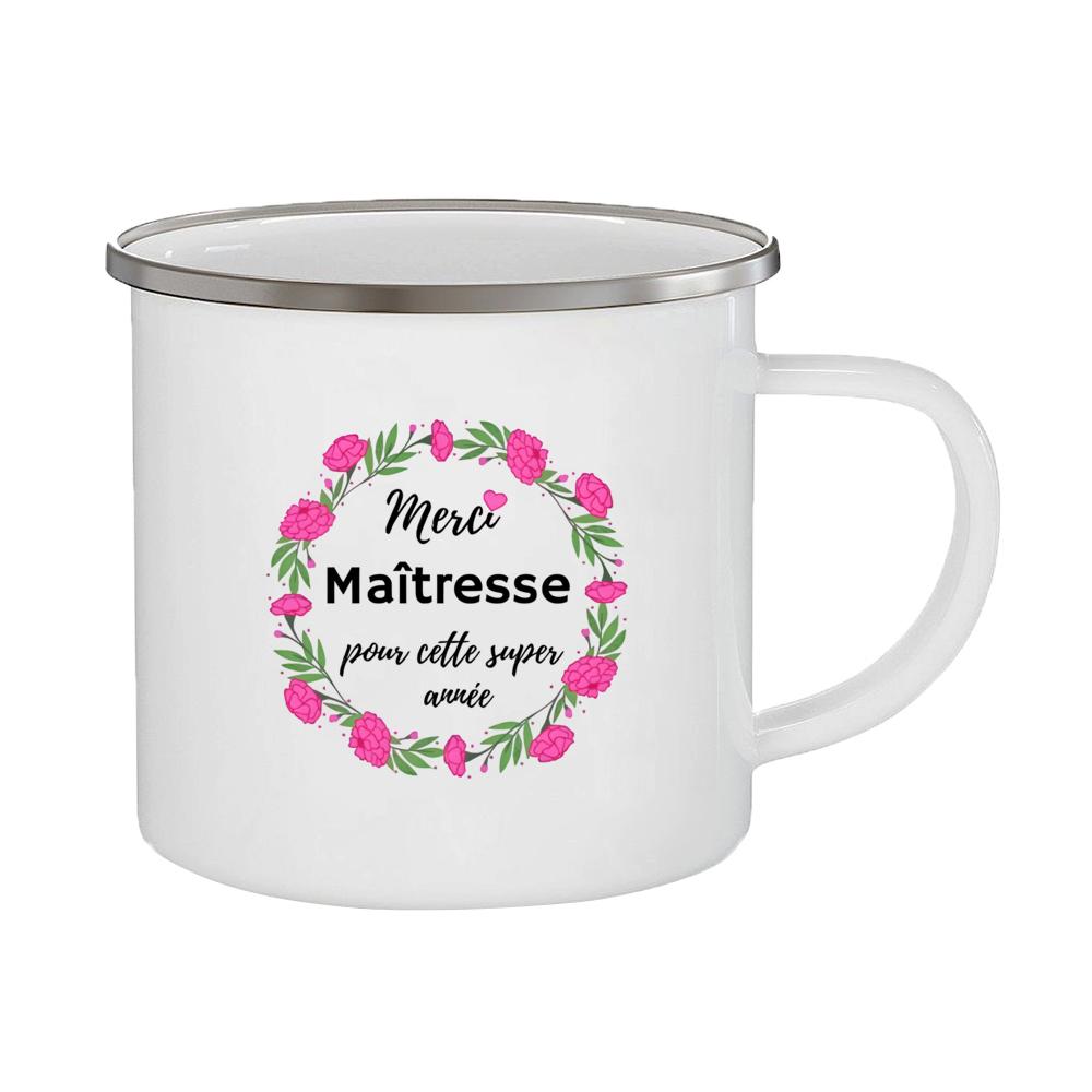

Merci Maîtresse Printed Mugs Coffee Cups Drinks Water Milk Cup Enamel Mug Gifts Idea for Teacher End of School Year Gift 360ml