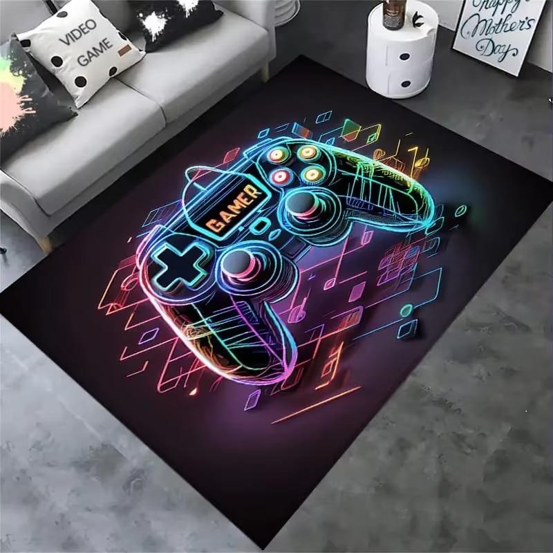Creative Gaming Rug for Boys Room Decor Gamepad Design Rug Carpet for E-sports Room Bedroom Non-slip Machine Floor Mat Doormat