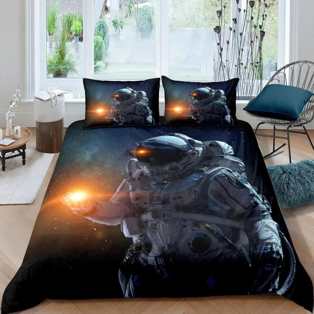 Astronaut Duvet Cover Set Galaxy Outer Space Bedding Set With Pillowcase Three-Piece Set
