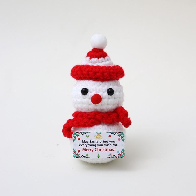 Christmas Positive Energy Doll Crochet Santa Claus Reindeer Handmade Knitting Dolls With Card Desktop Ornaments New Year Gift