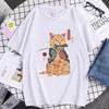 Summer Unisex 100 Cotton Shortsleeved Breathable Samurai Cat Personalized Print Tshirt For Casual And Loose Fit Hiphop Style