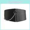 Stretchy Faux Leather Waist Sash With Circle Element And Easy Snap Closure For Daily Wear