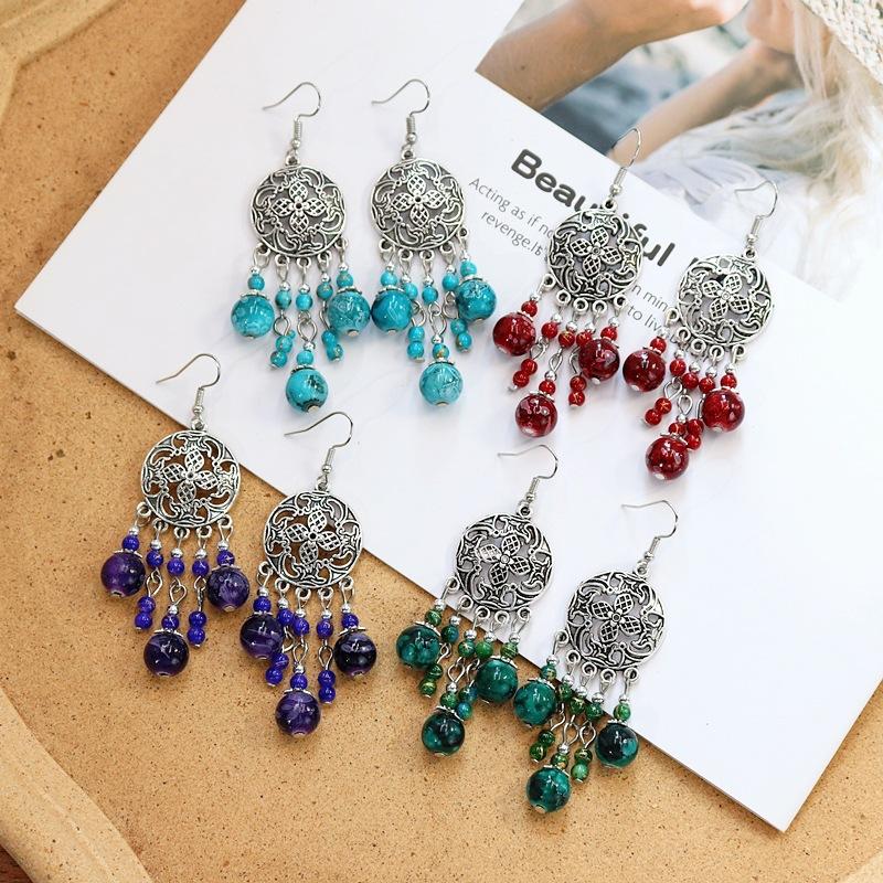 Retro Elegant Hollow Long Fringed Earrings Women's Simple Temperament Versatile Earrings Personalized Earrings