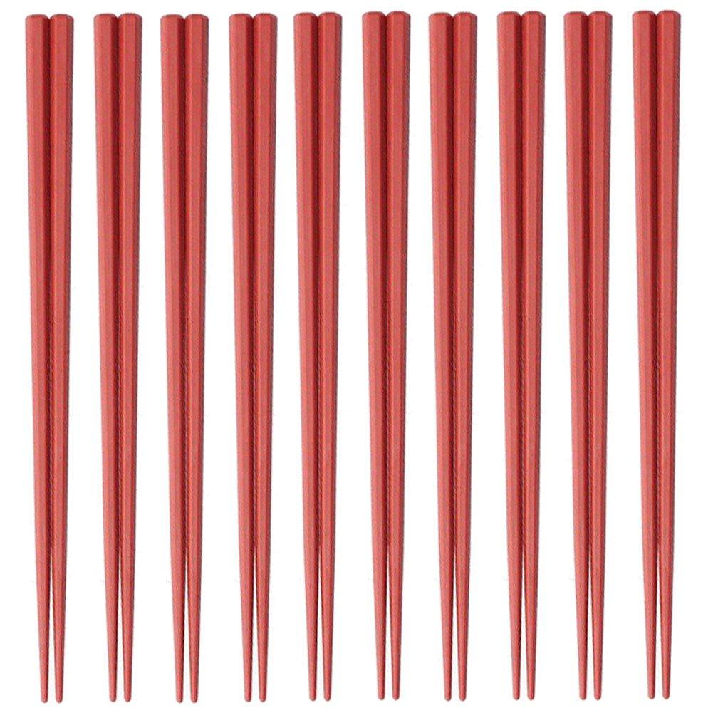 Daikoku Kogyo Hexagonal Set of Commercial Made in Japan Chopsticks, 23cm, Vermilion, 10, Use, Reusable, SPS,