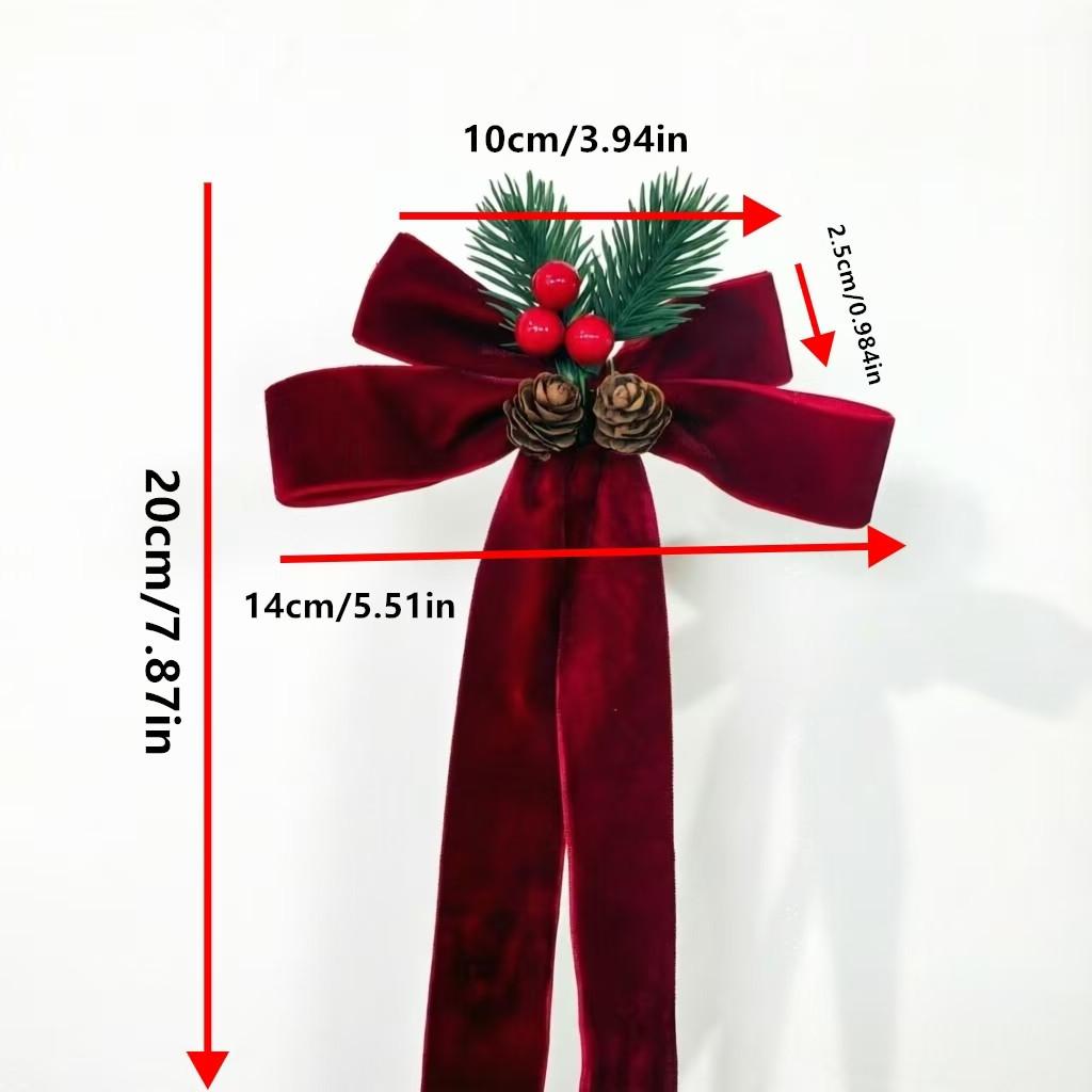 Christmas Velvet Bow & Bell Hanging Ornaments Door Decor