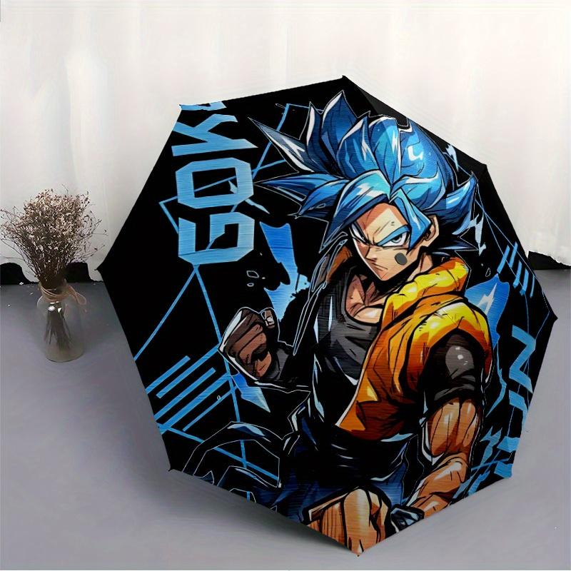 Goku Super Saiyan Blue Automatic Folding Umbrella - Lightweight, Retractable Design with 8-Rib Durability, Perfect for Outdoor Adventures, F