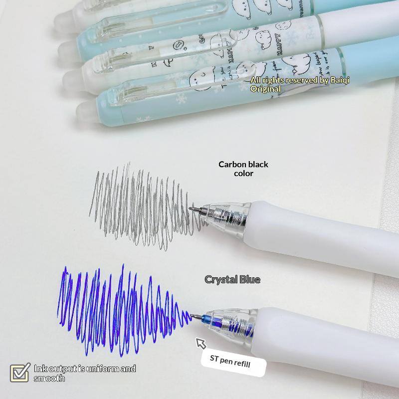4Pcs/Set Kawaii Erasable Gel Pen 0.5Mm Blue And Black Ink Quick Dry Smooth Writing Pens School Office Stationery