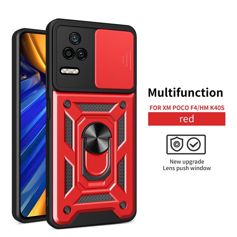 For Xiaomi POCO F4 5G Case Magnetic Ring Bracket Armor Back Cover For Poco Poko Pocco Little F4 F 4 Slide Camera Protect Shell