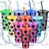10 Stück 24 oz Plastik Fußballbecher Wiederverwendbarer Becher mit Deckel und Strohhalm Fußball Geburtstagsparty Geschenke für Fans Männer Frauen Sport