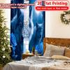 2D FLAT PRINTING 2pcs Curtains (Without Rod) Mystical Wolves and Blue Roses New yearFestival Popular Curtains&Drapes Prints